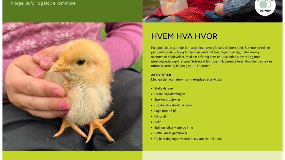 Lenke til artikkel: Høstferietilbud for barnefamilier med barn 6 - 9 år - Inn på Tunet på Ljosbakken Gard