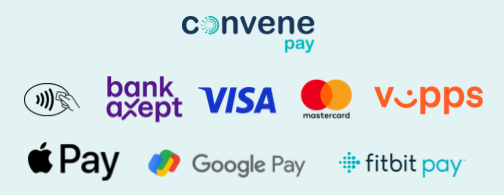 Illustrasjonsfoto for betalingsmåtar som Visa, Mastercard, Vipps, Google Pay, Bank accept, ApplePay og FitbitPay - Klikk for stort bilde