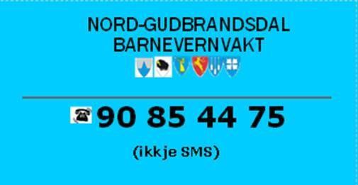 Telefonnummer til barnevernvakta i Nordgudbrandsdal er 90 85 44 75 - Klikk for stort bilde